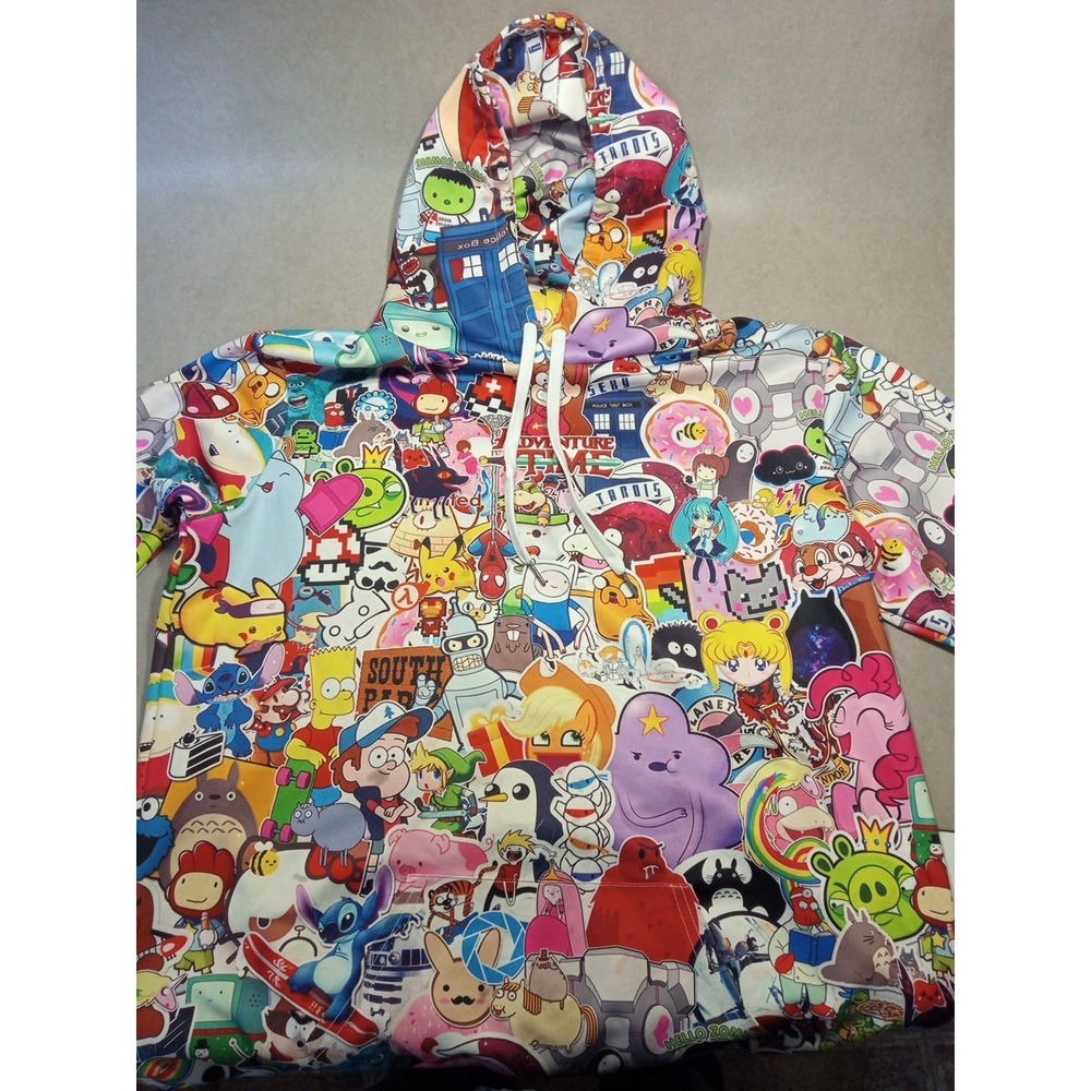 Cosplay Hoodie All Over Print Cartoon Network Unisex Anime Retro size L